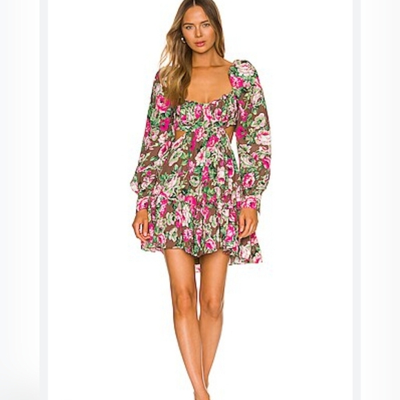 LPA Josephine Dress in Simone Print | REVOLVE Long Sleeves Size S - Picture 1 of 15
